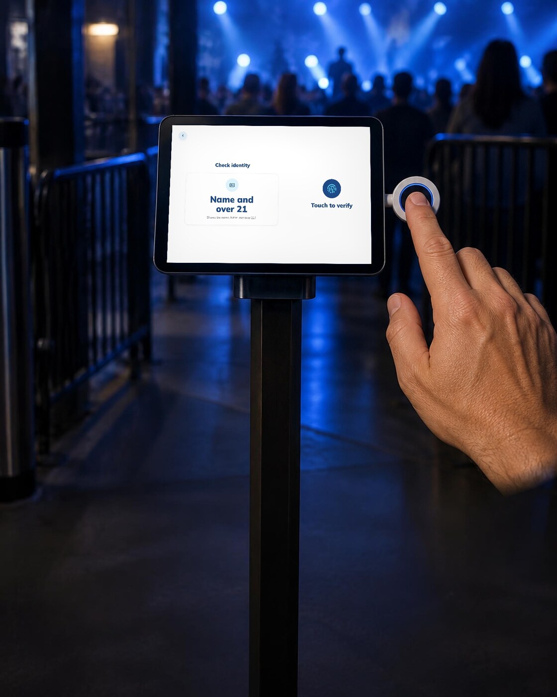 Checking name and age on an entry machine at a concert gate with the OVE Sensor