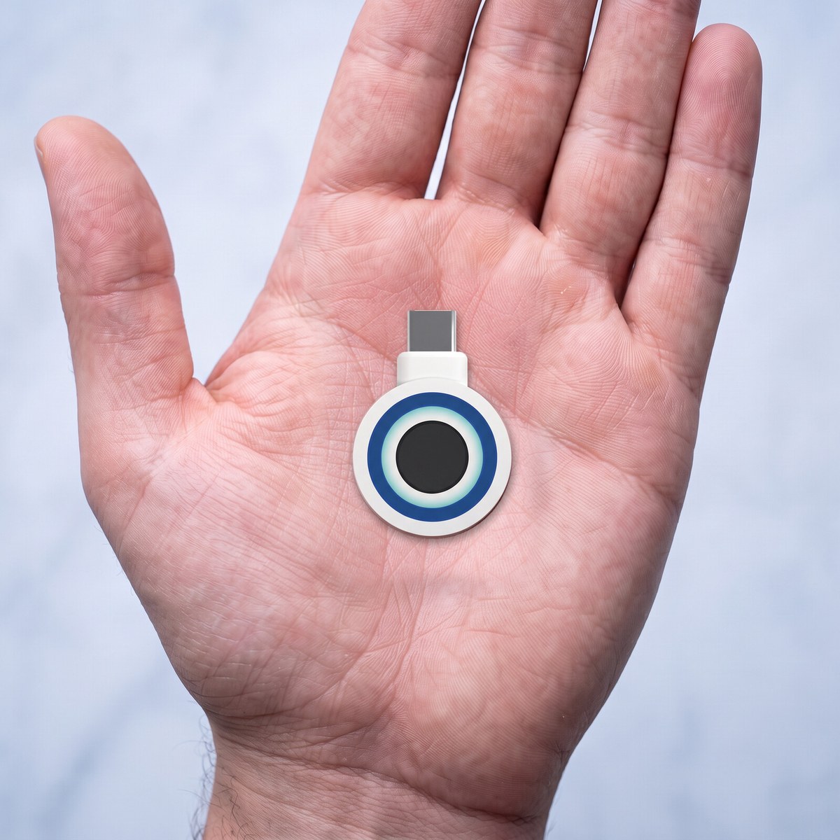The OVE Sensor resting on an open palm